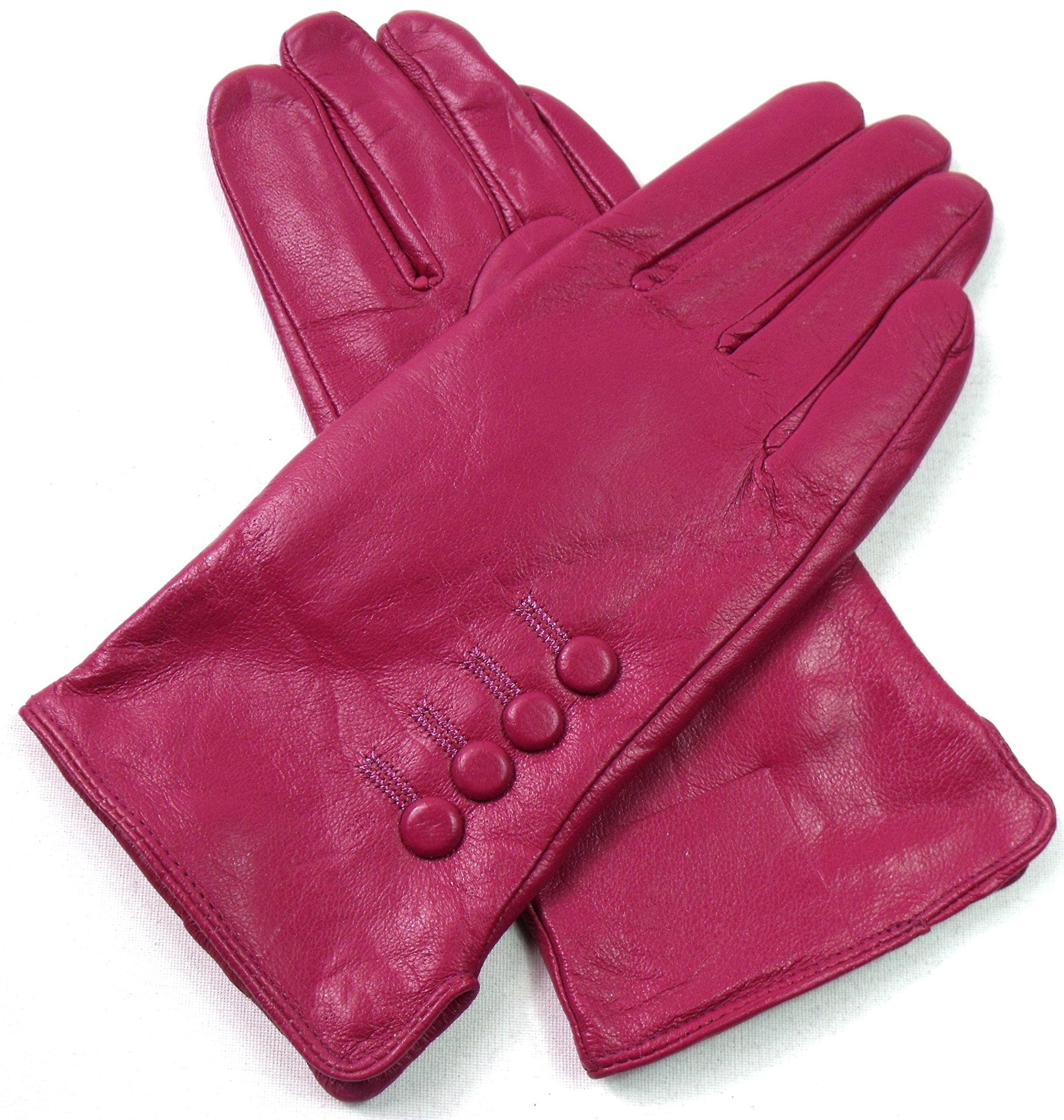 The Leather Emporium Women's Magenta Pink Premium Genuine Leather Gloves (Large, )