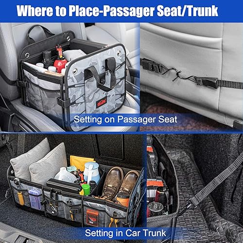 Miniatura 6 de CZC AUTO - Organizador para maletero de automóvil, organizador plegable antideslizante con 6 compartimientos, para automóvil, SUV, camión (camuflado)