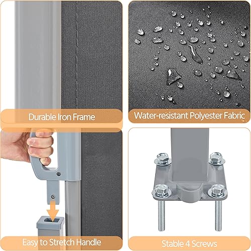 Miniatura 4 de Yaheetech Toldo Lateral de 118 x 71 pulgadas, Toldo de Pantalla Lateral Retráctil de Hierro para Patio, Pantalla Divisoria de Privacidad y Sombra