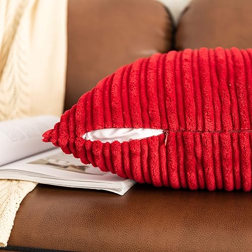 Miniatura 715 de UGASA - Juego de 2 fundas de almohada de terciopelo a rayas, funda decorativa para cojín con cremallera oculta para el hogar, sofá, dormitorio,