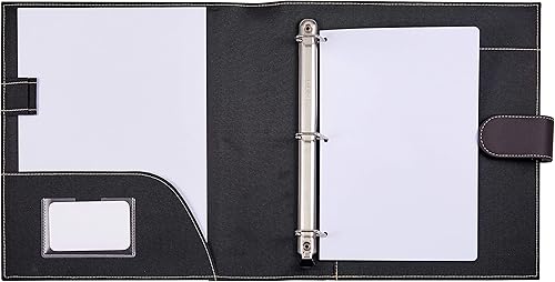 Miniatura 10 de Its Academic Carpeta ejecutiva de cuero carpeta de anillos de 1 pulgada y capacidad de 250 hojas para organizar currículums tarjetas de visita blocs