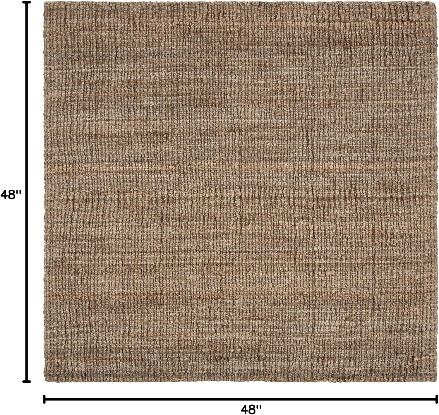 SAFAVIEH Area Rug 4' Square - Natural Fiber Collection - Natural & Grey, Handmade Jute, Farmhouse Style, Chunky Textured Thick Pile (NF447M)