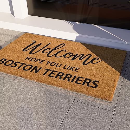 Miniatura 9 de Decor SOHO Tapete para puerta de Boston Terrier, con la esperanza de que te guste Boston Terrier, divertido tapete de fibra de coco de bienvenida