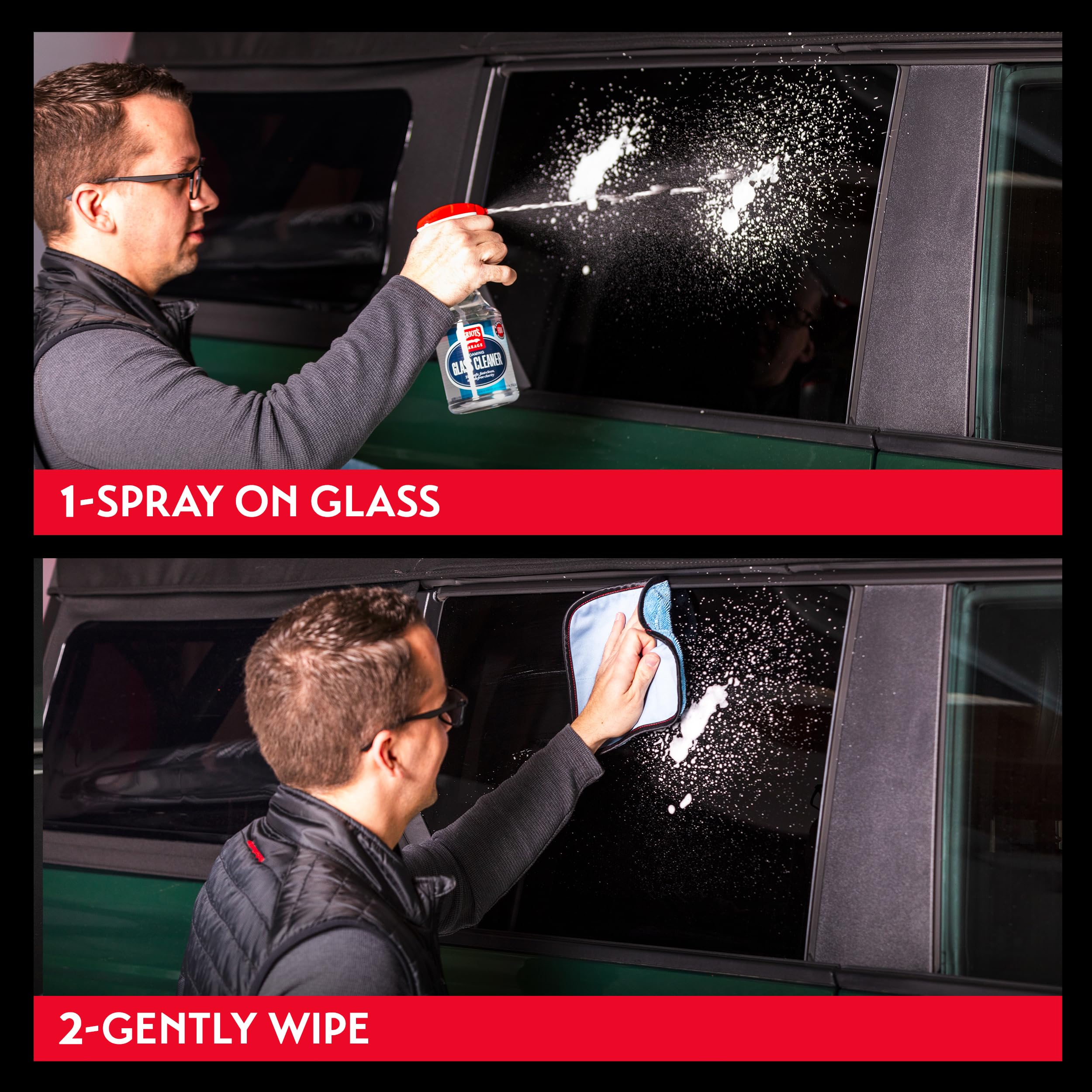 Griot's Garage Foaming Glass Cleaner Spray for Car Window, Windshield, Mirror, Tint Safe, No Streak, Dye and Ammonia-Free Formula, 22 Oz, 10891