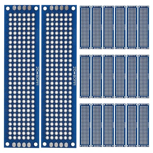 PATIKIL Placa PCB de doble cara de 3.1 x 0.8 pulgadas, kit de prototipo de 20 piezas, Perfboard para experimentos electrónicos de soldadura de