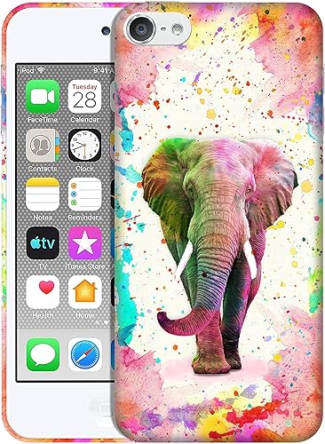 Glisten - Funda para iPod Touch de 765 generación - Funda con diseño de elefante acuarela impresa de plástico lindo y elegante para iPod Touch 765..