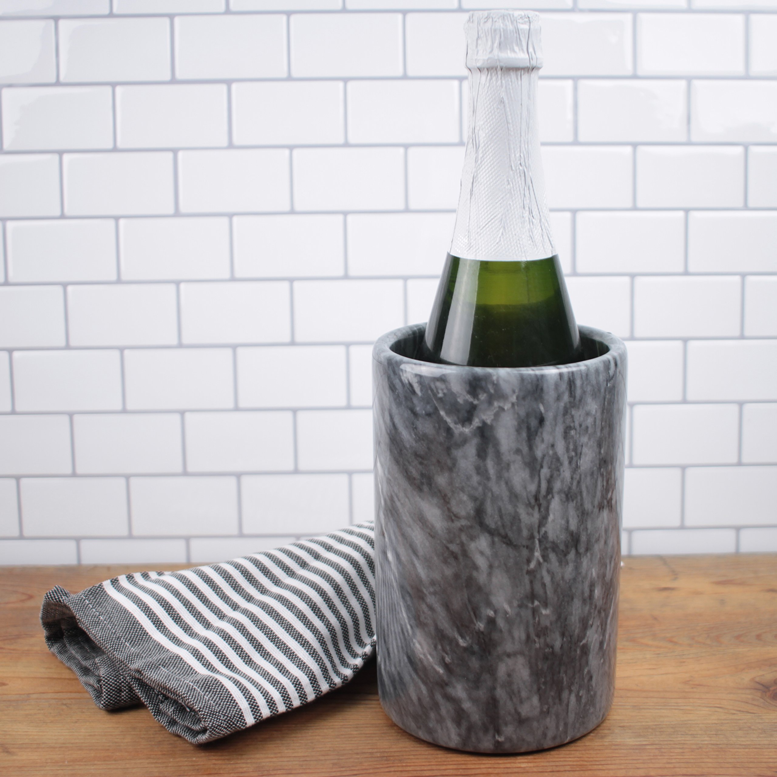 RSVP International Grey Marble Cooler, 4.5" x 7" | Use with Champagne, Wine, Beer, Kitchen Tools & More | Keeps Drinks Cold in Elegance, One Size — Amazon image 3
