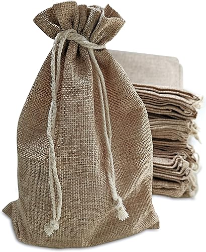 Miniatura 7 de Supply Friend 50 bolsas de arpillera con cordón, bolsa de regalo rústica de 7 x 10 pulgadas, paquete a granel para tazas, tarros de masón, bolsas de