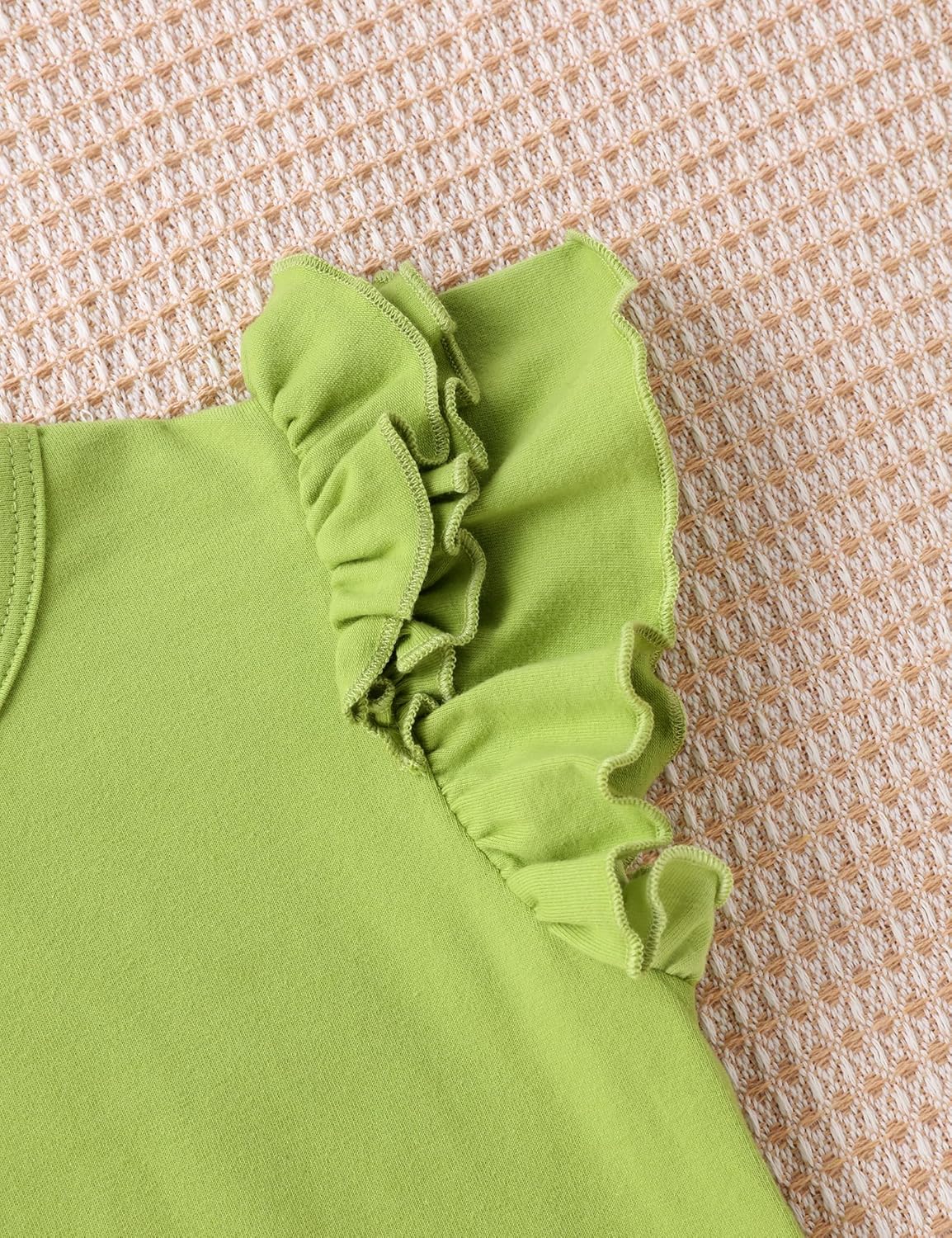 oklady Toddler Girl Clothes Ruffle Floral Embroidery Shirt and Shorts Set - Image 3