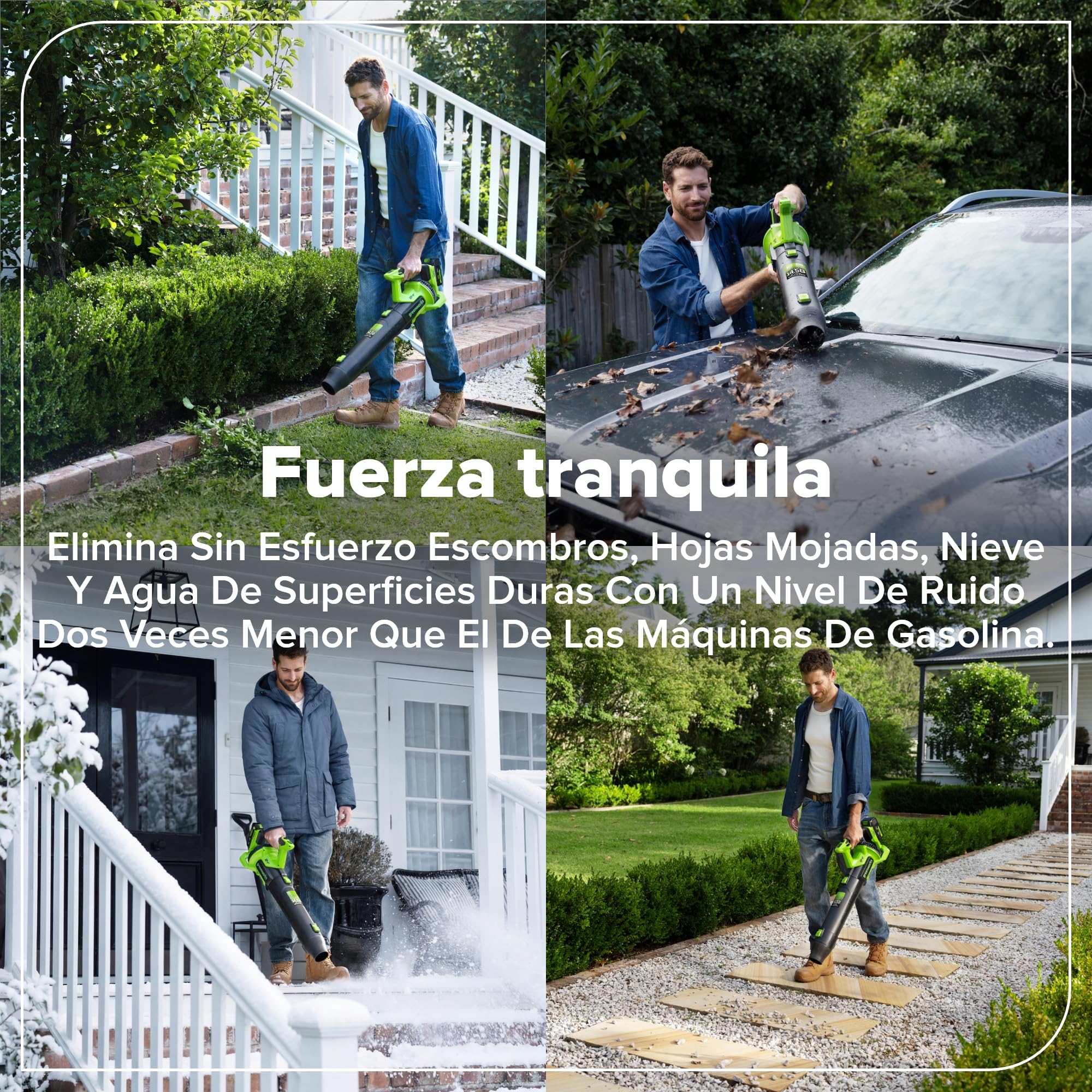 Greenworks Soplador de Hojas 24V Premium, Motor Sin Escobillas, 14,58 m³/min, 209 km/h, Tecnología QUIETFORCE, Control de Crucero – Solo Herramienta BL24515A1