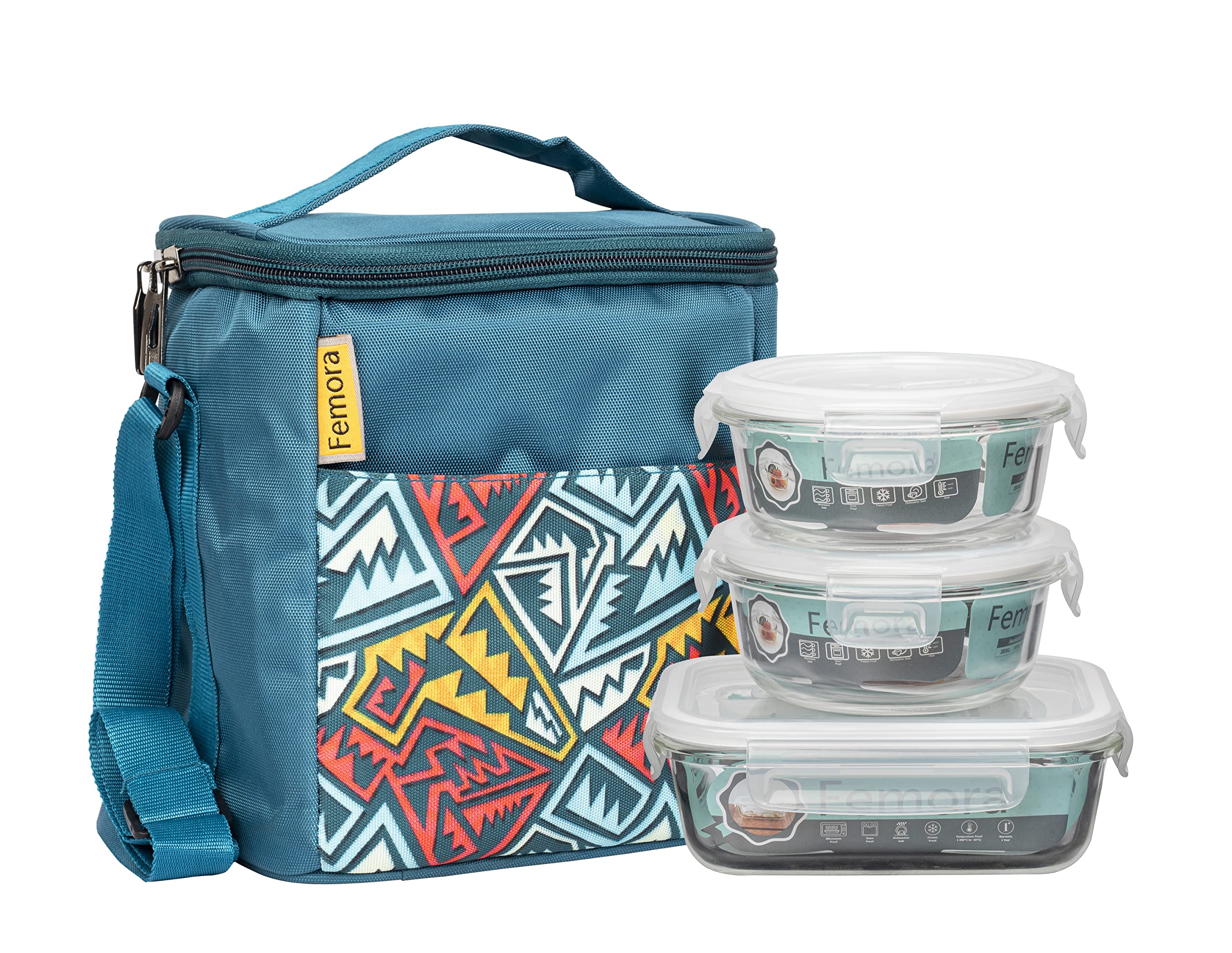 Femora Glass Lunch Box with Bag Set of 3 Containers (Round- 380 ML, Rectangular- 620 ML) Clear, Microwavable Borosilicate Glaas, Ideal for College, Travel Office, Blue (B09TSRZ7CY) Amazon Price History, Amazon Price Tracker