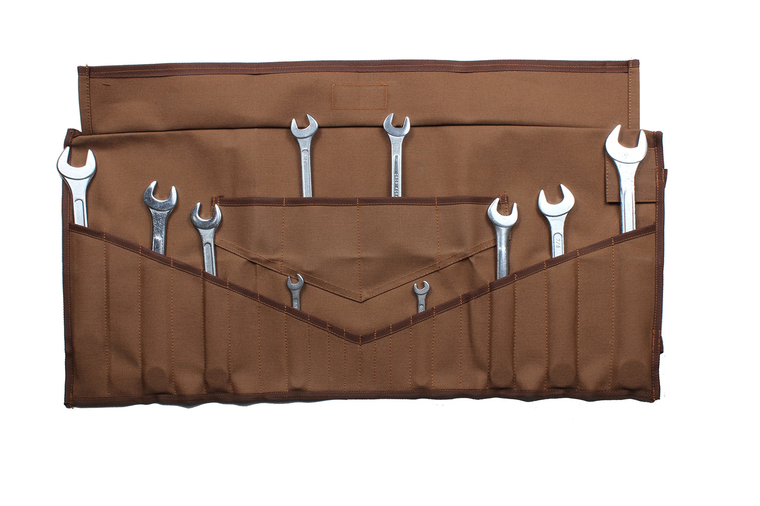 Canvas Wrench Pouch Organizer 26-Pocket Wrench Roll Tool Organizer
