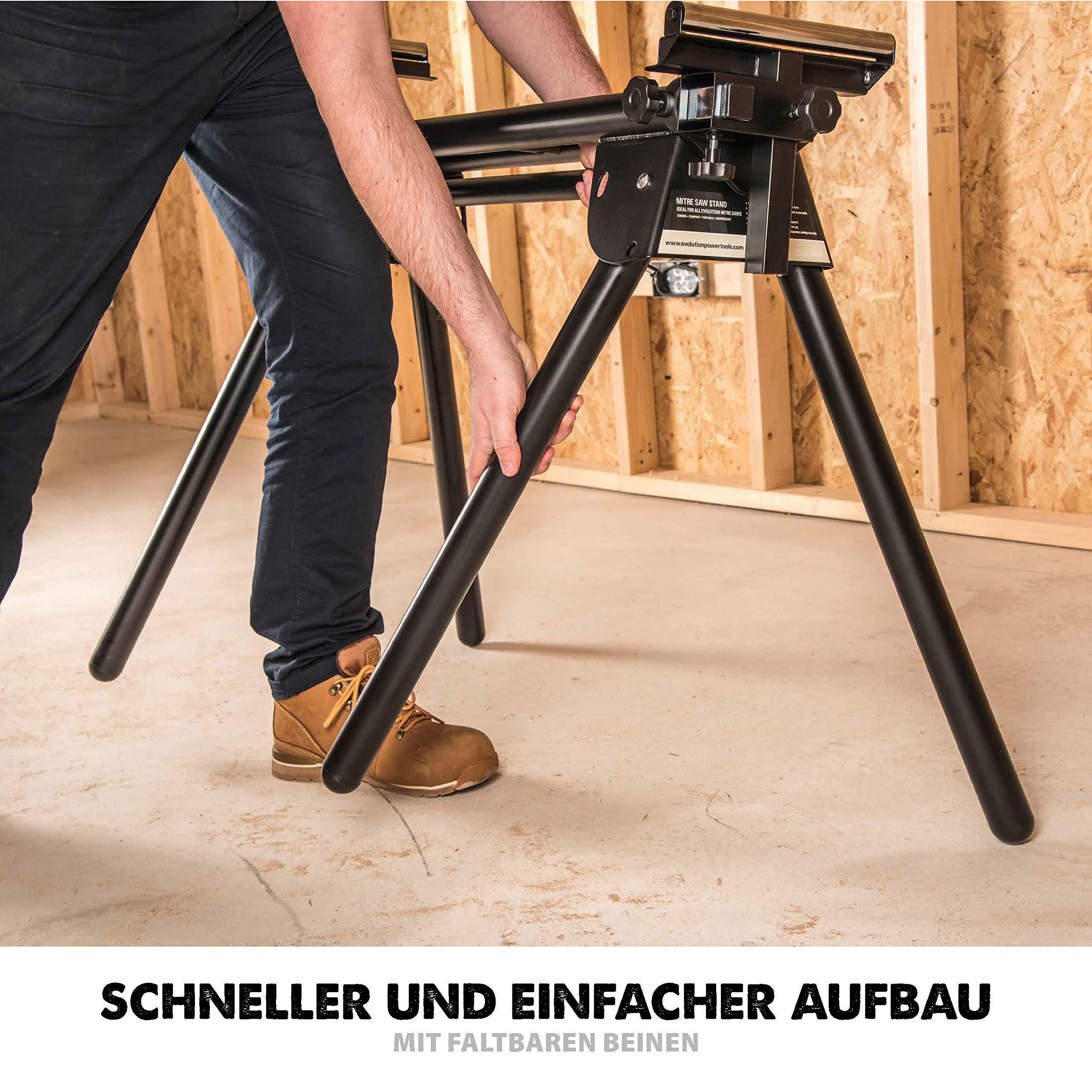 Evolution Arbeitstisch Untergestell für Gehrungssägen Elektrowerkzeuge - Universell passend für Evolution, Einhell, Metabo, Makita, DeWalt, Bosch - Kompakter klappbarer Ständer mit ausziehbaren Armen