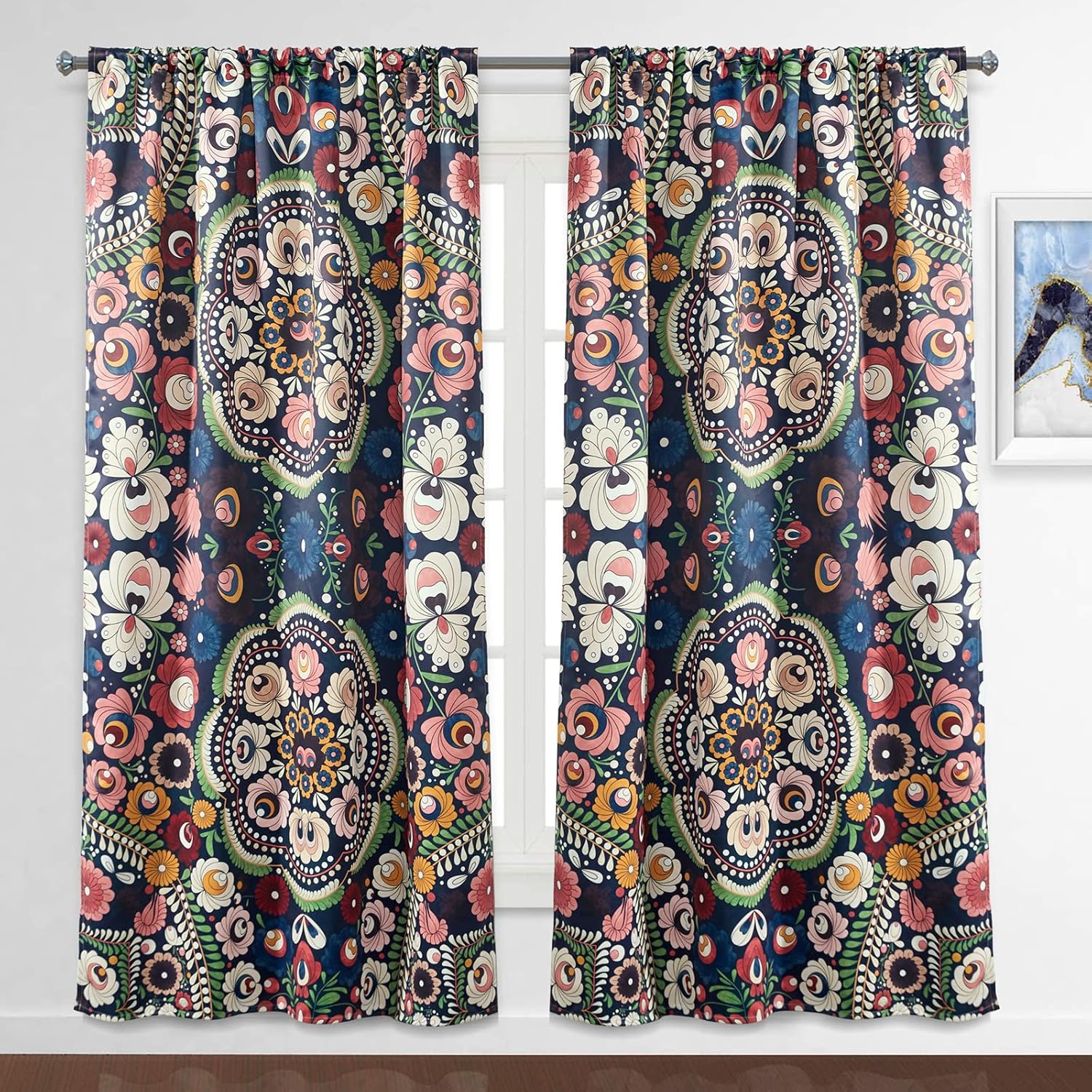 YoKii Boho Floral Blackout Curtains for Bedroom 84Inch