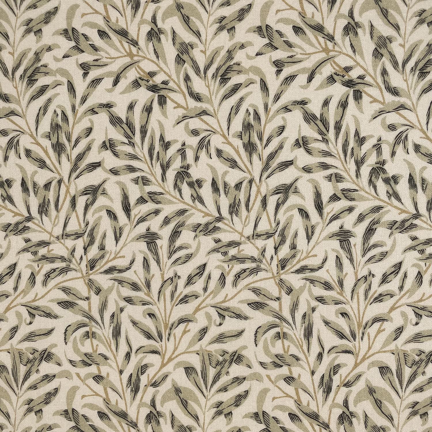 Glamour Secrets Linen Cotton Fabric - William Morris Willow Bough Cream & Brown Taupe Leaves - Craft Fabric Material Metre
