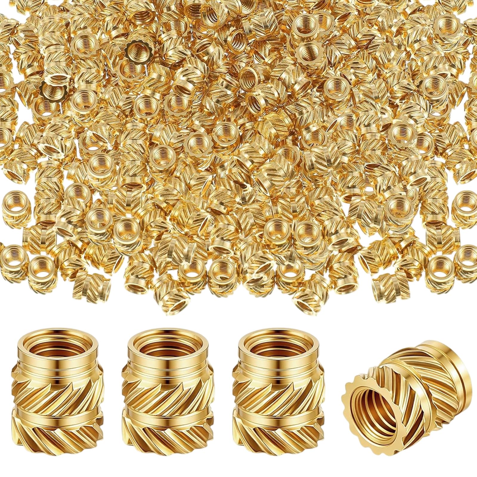 Buxuaaaa Multicolor 200Pcs Brass 3Mm Metric Threaded Inserts Knurled Heat Nut Inserts For 3D Printing Injections Molding Press Thread Nut Metric Threaded Brassnuts Printing Accessories Hardware Fasteners