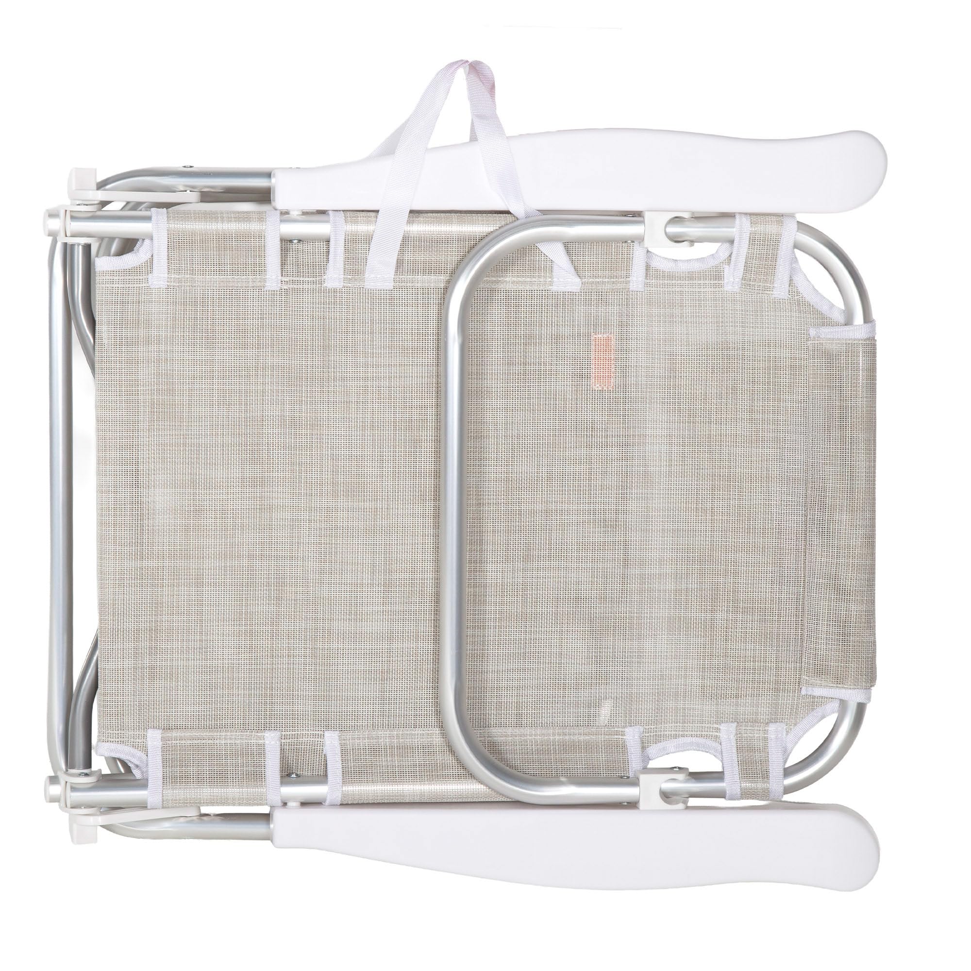 Sedia da spiaggia reclinabile, sedia multiposizione, 5 posizioni, altezza seduta 21 cm, 48x46x84 cm, con maniglia per il trasporto, beige, Aktive Spiaggia