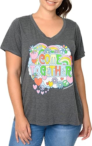 Beatles - Camiseta para mujer, talla grande, cuello en V, estampado vintage
