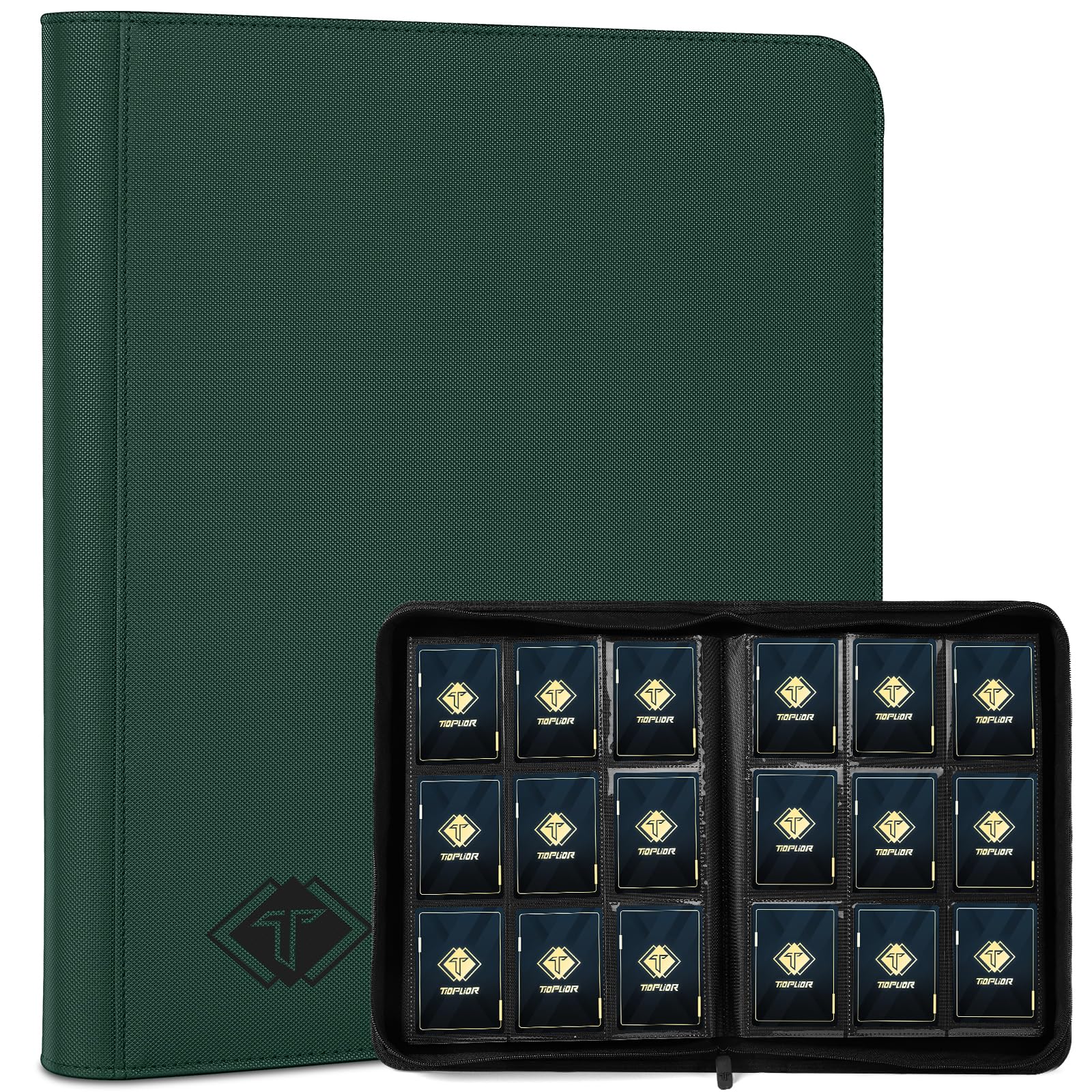Trading Card Binder, Card Binder Album Folder Book Fit for MTG Baseball Football Sports Cards, Easy to Use Card Collection Binder (Green, 432 Pockets)