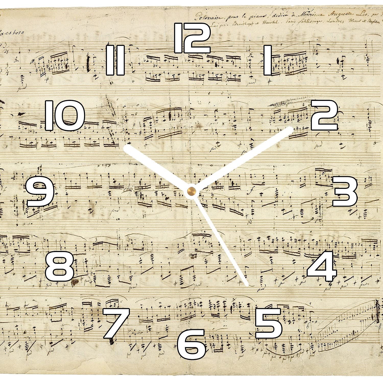 Horloge en verre de sécurité 30x30 cm pendule murale vintage Chopin salon cuisine
