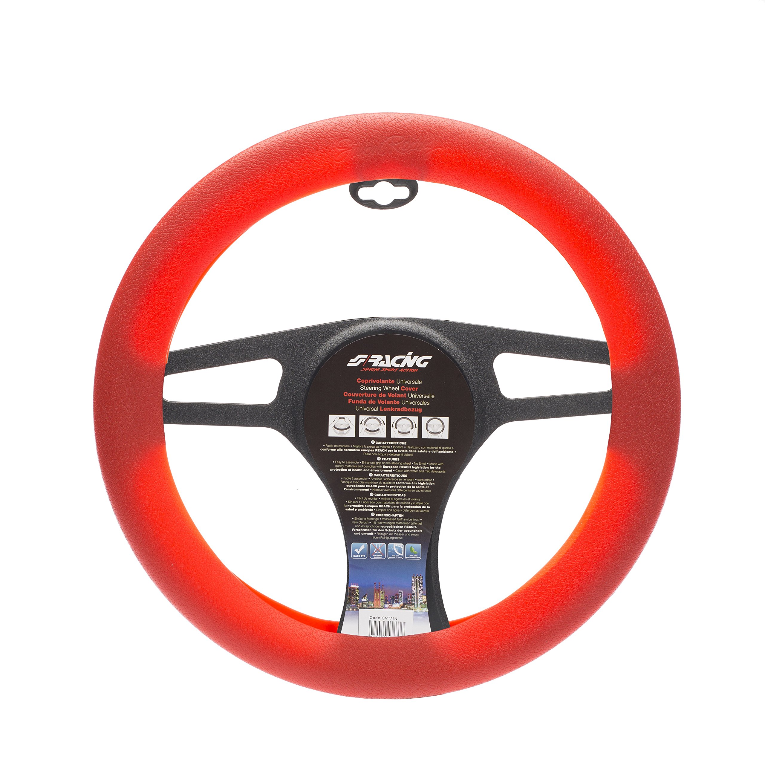 Simoni Racing CVT/33R Soft Silicone Universal Steering Wheel Cover, Red