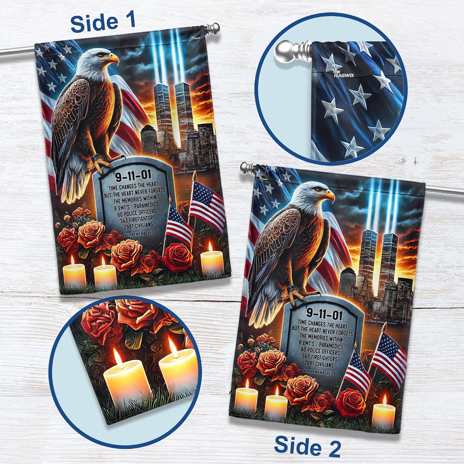FLAGWIX American Eagle 9/11 Flag for Patriot Day - House American Flags for Outside 29.5" x 39.5" - 911 Flag for Patriotic Decorations, Outside Decorations for Yard, Patriotic Flags for Garden Decor