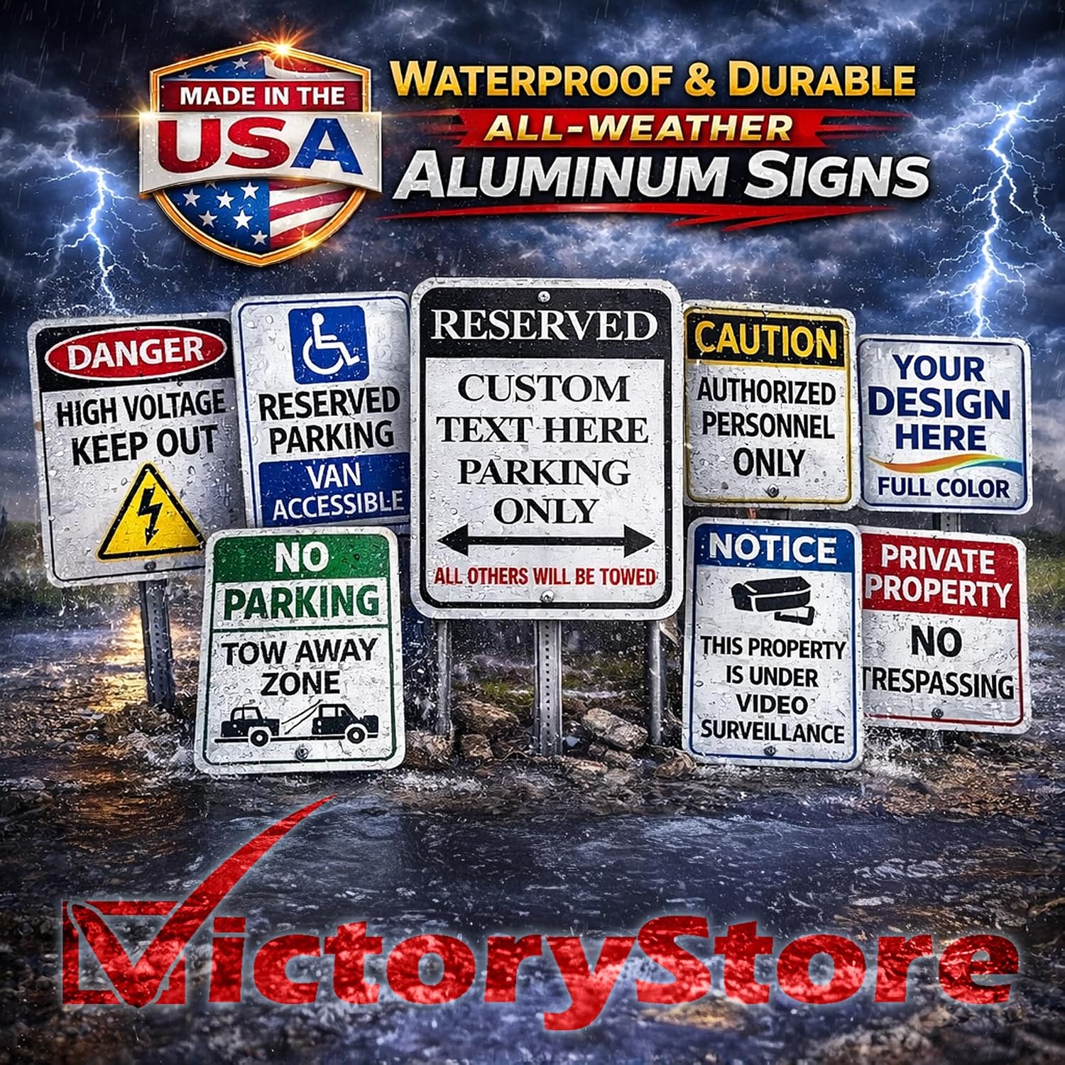 VictoryStore Custom Reserved Parking Aluminum Sign, Size 12 inches x 18 inches, Made in USA, Rust-Free, Fade Resistance (Black)