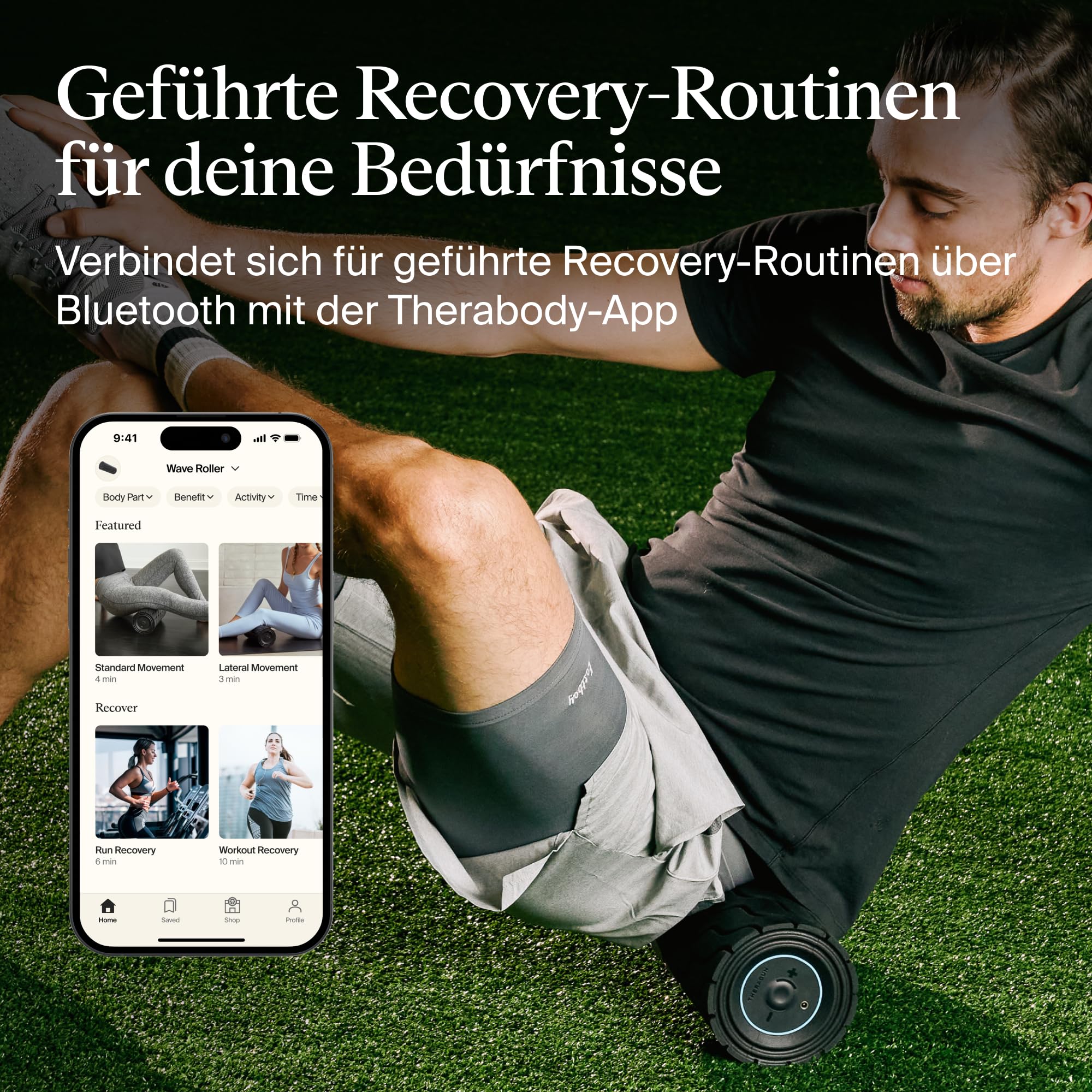 Waver Roller aus der Wave-Serie – Schaumstoffrolle für den ganzen Körper und große Muskeln – Muskelrolle mit hoher Dichte für Sportler – Mit 5 anpassbaren Vibrationsfrequenzen in der Therabody-App
