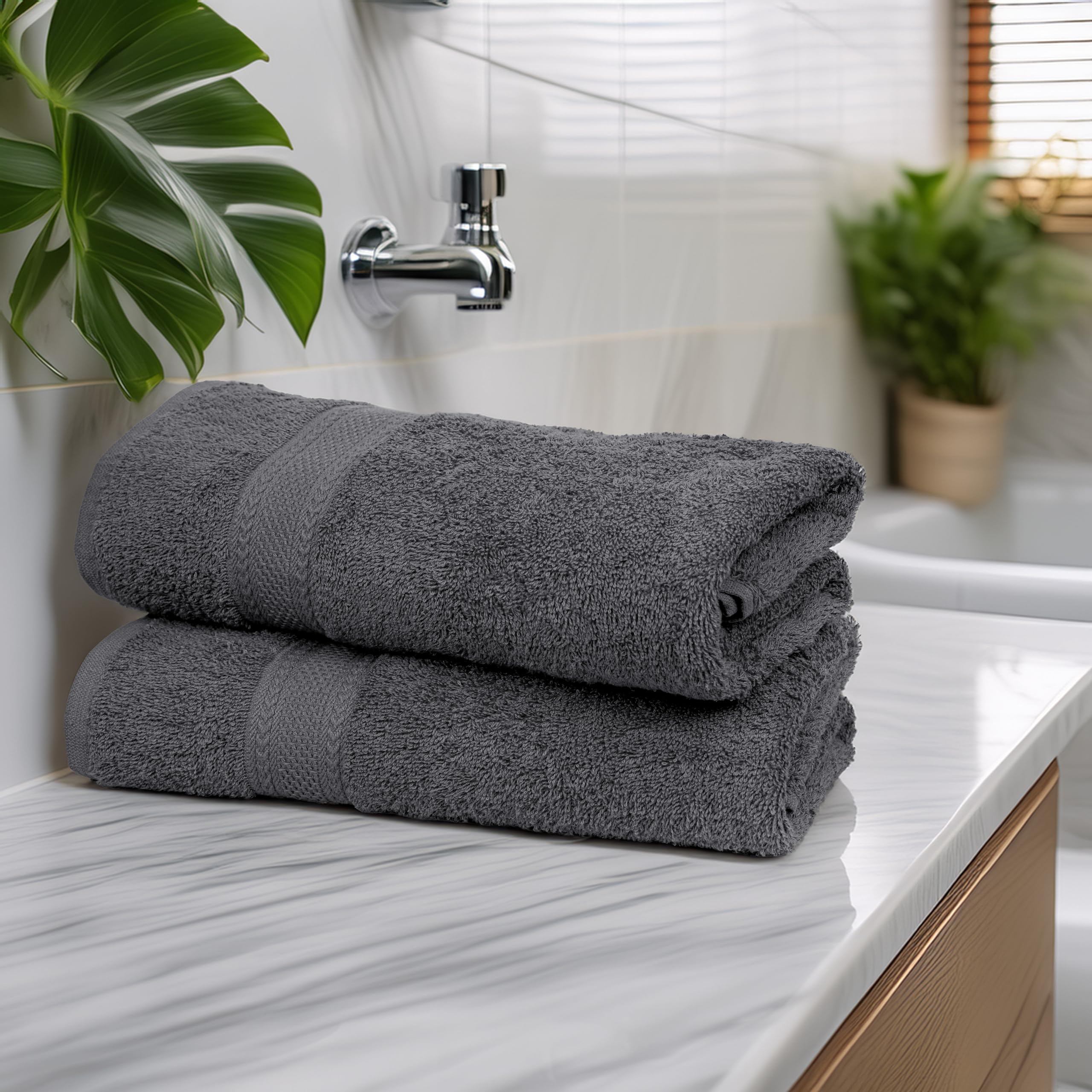 Medium Size Bath Towels Set of 6 – 100% Cotton Terry – 24" x 48" – Quick Dry, Soft & Highly Absorbent – Grey Towels for Bathroom, Gym, Spa, Pool & Daily Use: Sky Blue 24"x48" - PK 6