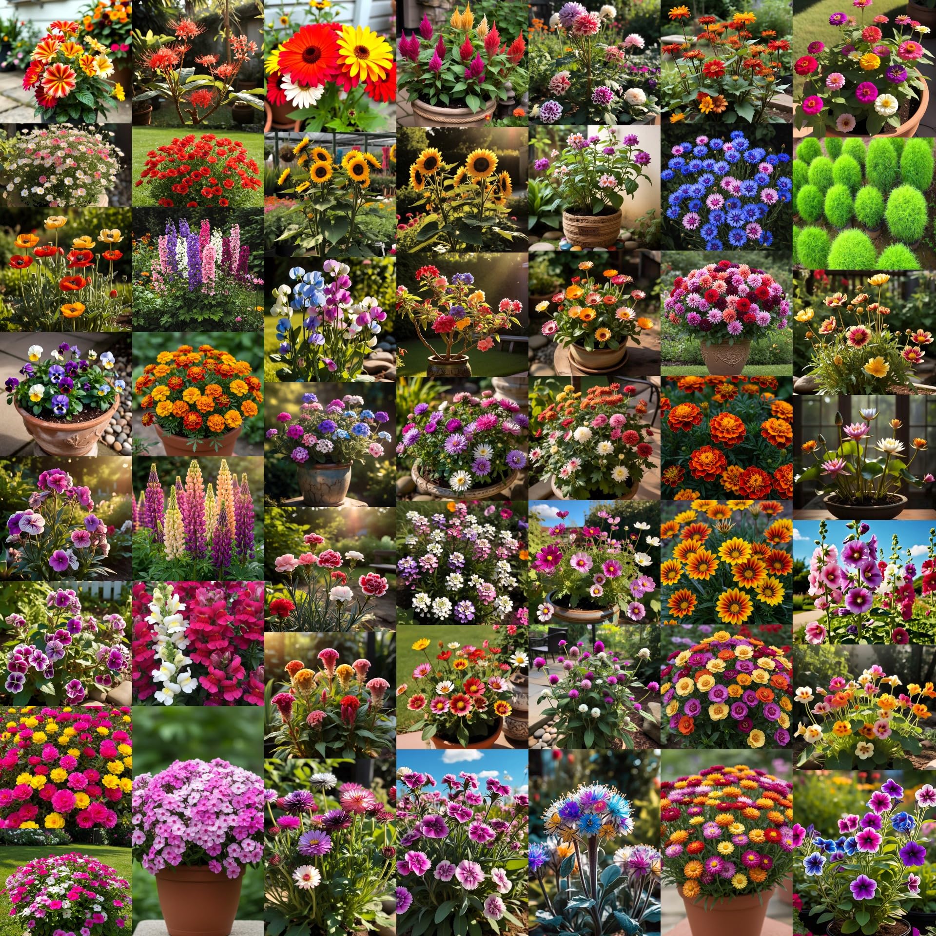 50 Varieties HYBRID Flower Seeds Combo - All Year Flower Seeds Combo Pack- 2100+ Pcs - Summer & Winter Flower Combo.