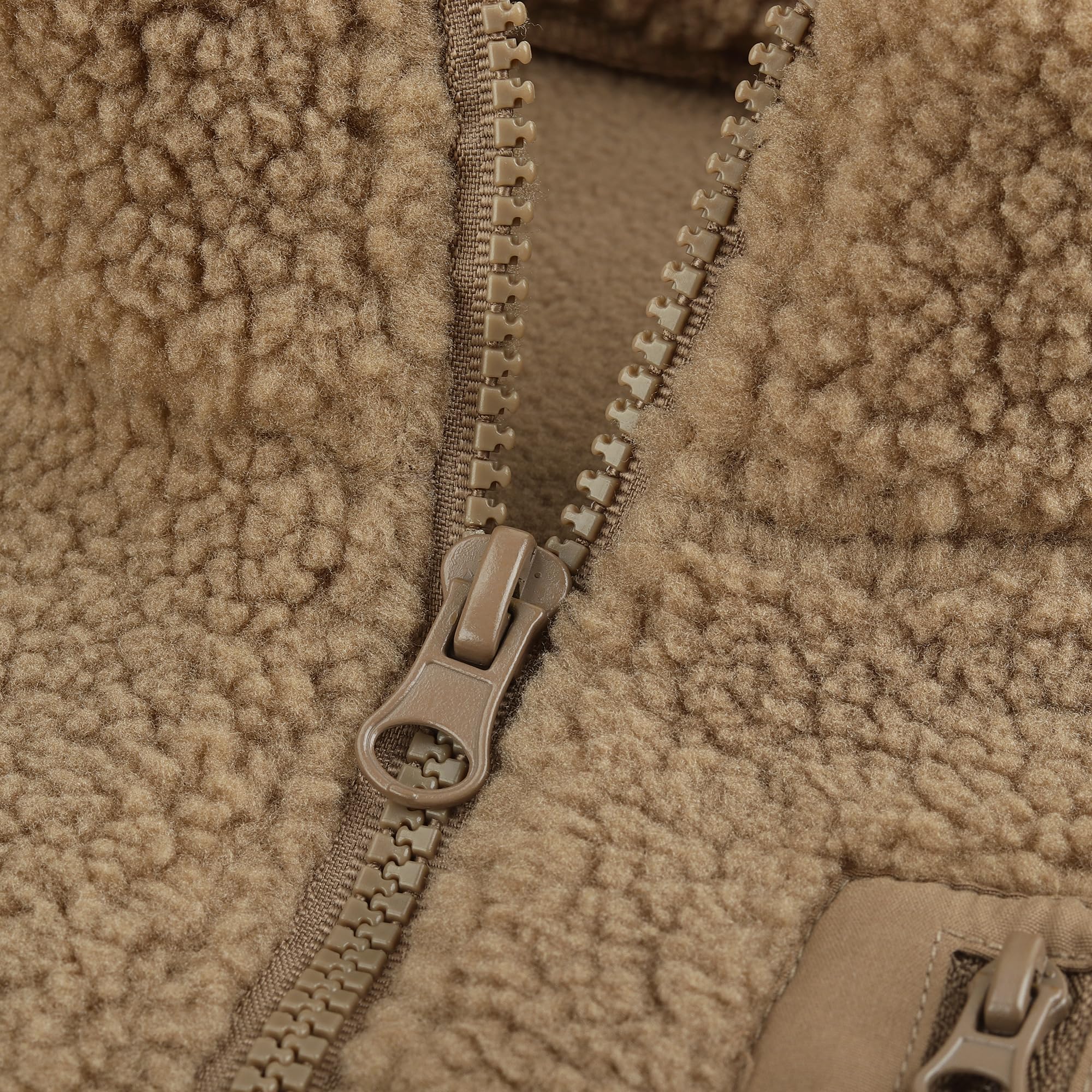Bambini Piccoli Pile Polare Gilet Addensare Bambini Colletto Rialzato Zip Smanicato Giacca Genitore-Figlio Autunno Inverno Top Capispalla con Tasche, Marrone 120