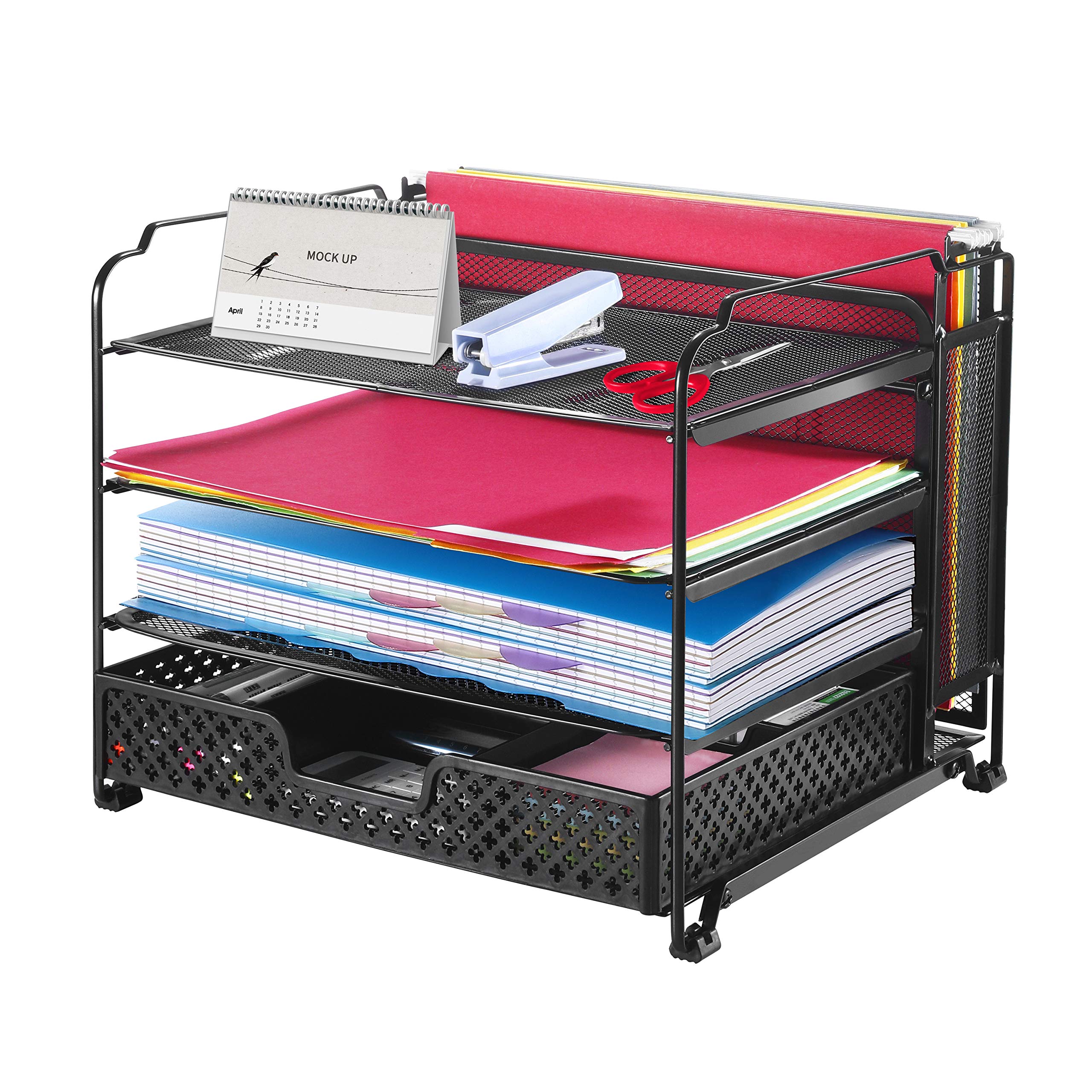 Simple Trending 4Trays Mesh Office Supplies Desk Organizer, Desktop