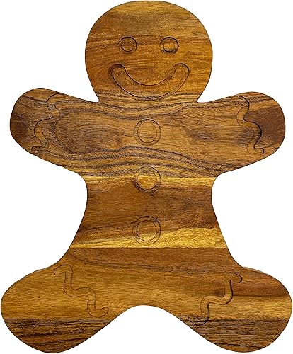 Tabla de cortar de madera para cocina, tabla de cortar de madera con forma de pan de jengibre con ranuras, tabla de cortar decorativa para queso y