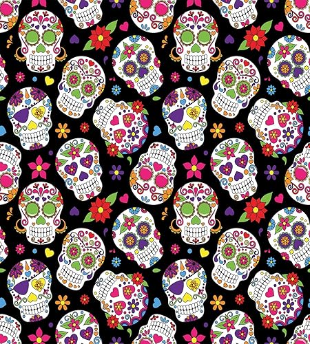 Miniatura 2 de Ambesonne Juego de funda de edredón de calavera de azúcar, diseño de cementerio mexicano sobre fondo negro, juego de ropa de cama decorativo de 2