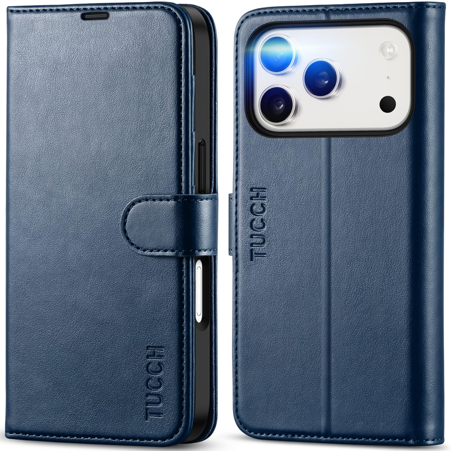 TUCCH Custodia per iPhone 17 Pro 6,3-pollici 5G 2025 [Blocco RFID] Portafoglio | Cover Libro Pelle Sintetica Antiurto TPU Funzione di Supporto Slot Schede Protezione Ottimale Chiusura Magnetica, Blu