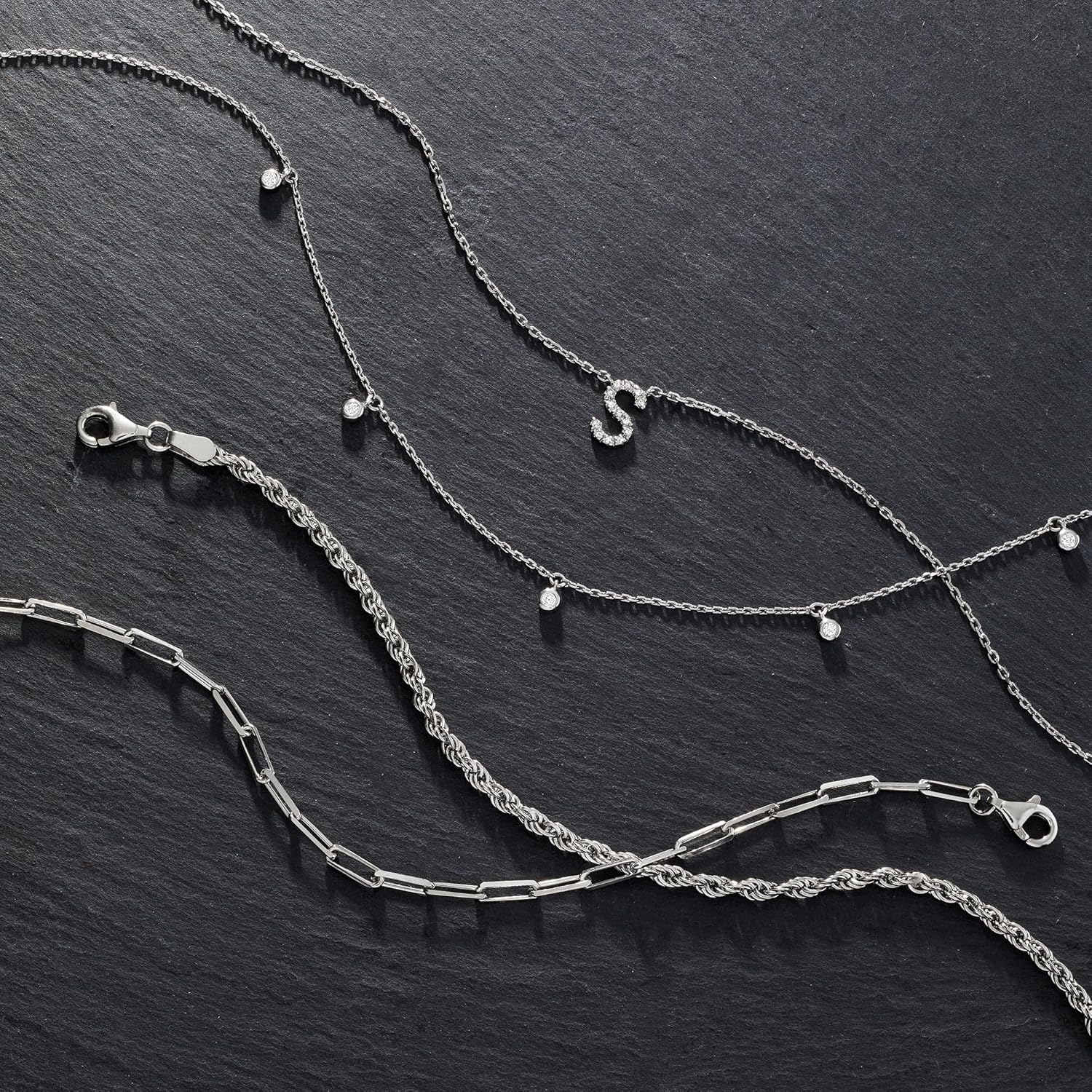 Vista 4 de Ross-Simons RS Pure - Collar de plata de ley con diamantes de 0,10 qt. t, Diamante, Diamante