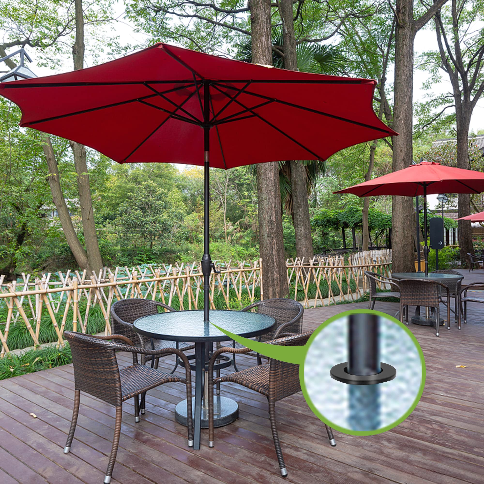 HQLESHUI 3 Pieces Patio Table Umbrella Hole Ring Umbrella Cone Wedge Plug Umbrella Stabilizer Sleeve for 2 to 2.6 Inch Patio Table Hole and 1.5 Inch or Umbrella Pole Adapter (