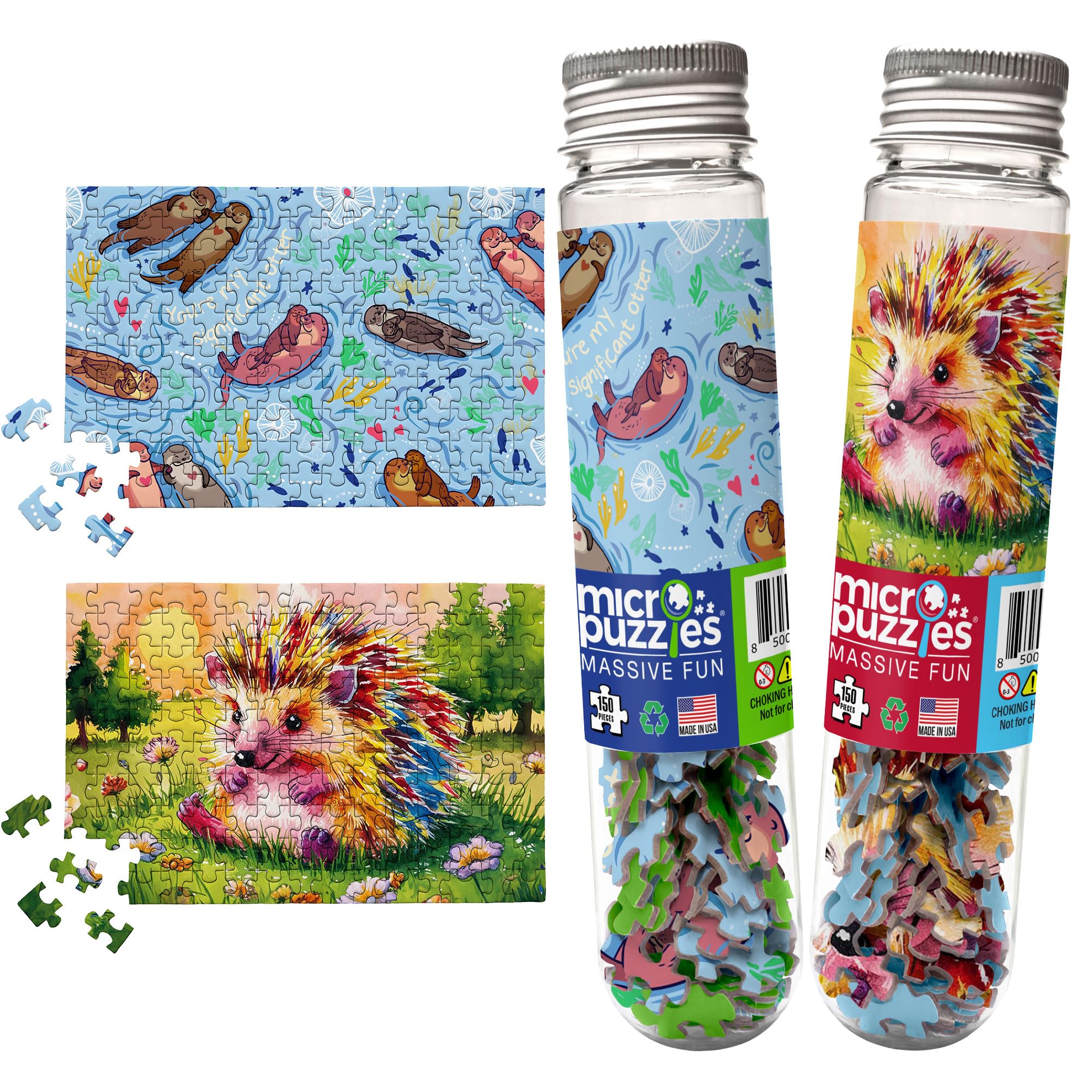 MicroPuzzles “Furry Friends” Mini Jigsaw Puzzle 2-Pack – 150-Piece Cute-Animal Pocket 4×6 in Puzzle Gift | Made in USA | Small Business