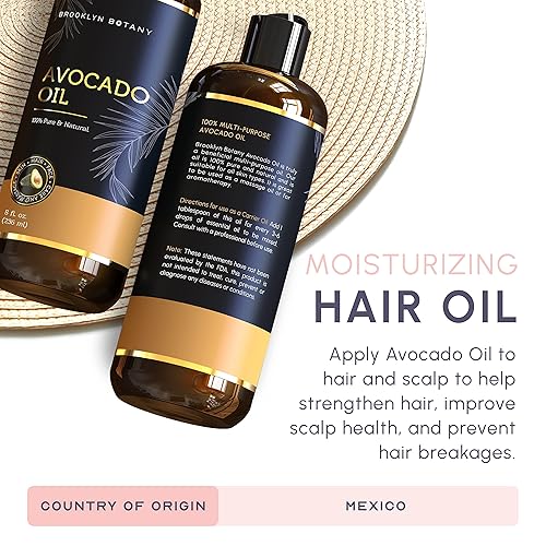 Miniatura 6 de Brooklyn Botany Aceite de aguacate para piel, cabello y cara, aceite corporal y cabello 100% puro y natural, aceite portador para aceites