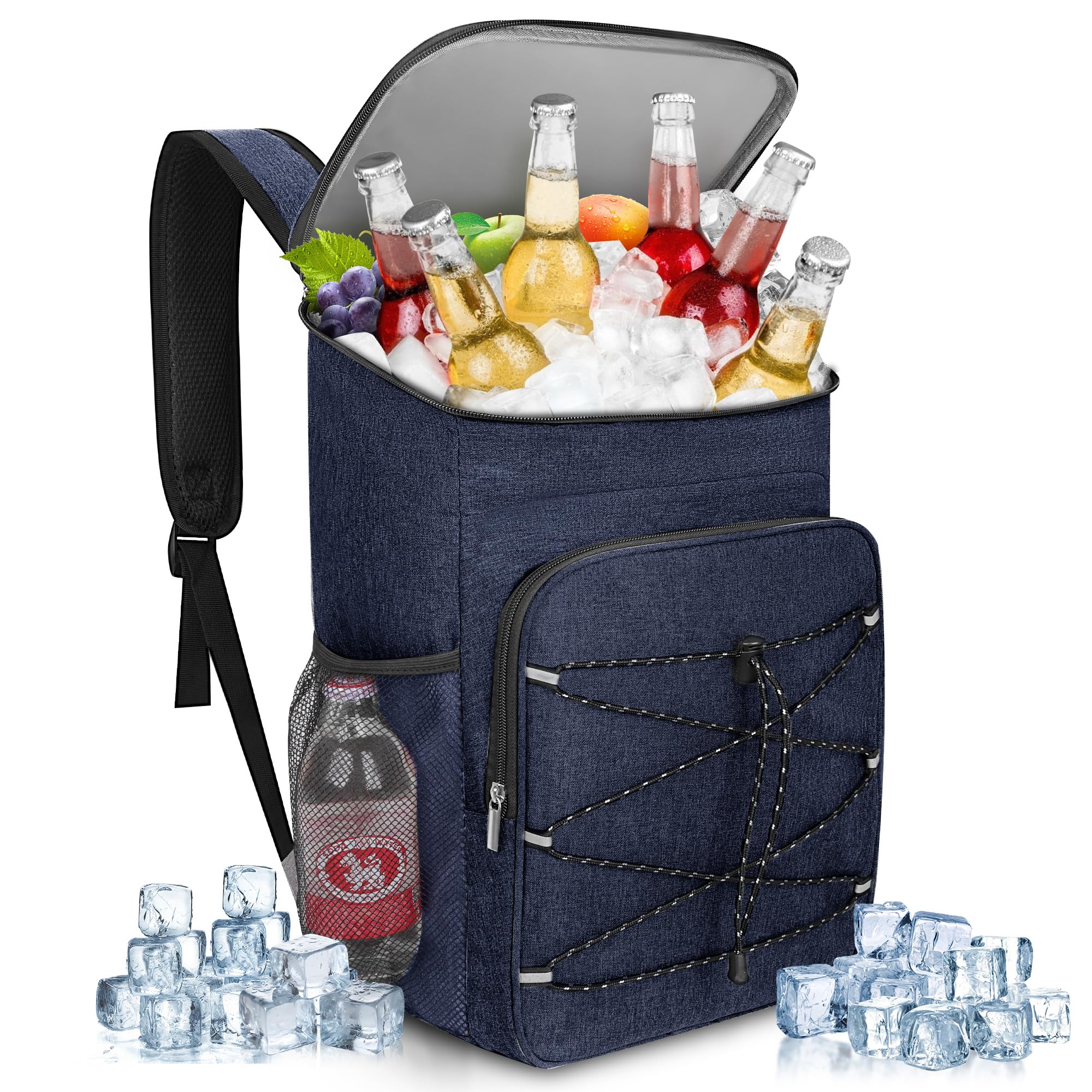 23L Mochila Nevera Isótermica, Grande Bolsa Refrigeradora Bolsa de Picnic Cooler Portatil, Impermeable Prueba de Fugas Alimentos Bolsa Térmica, para la Playa,Verano Camping,Picnics,Senderismo - Azul