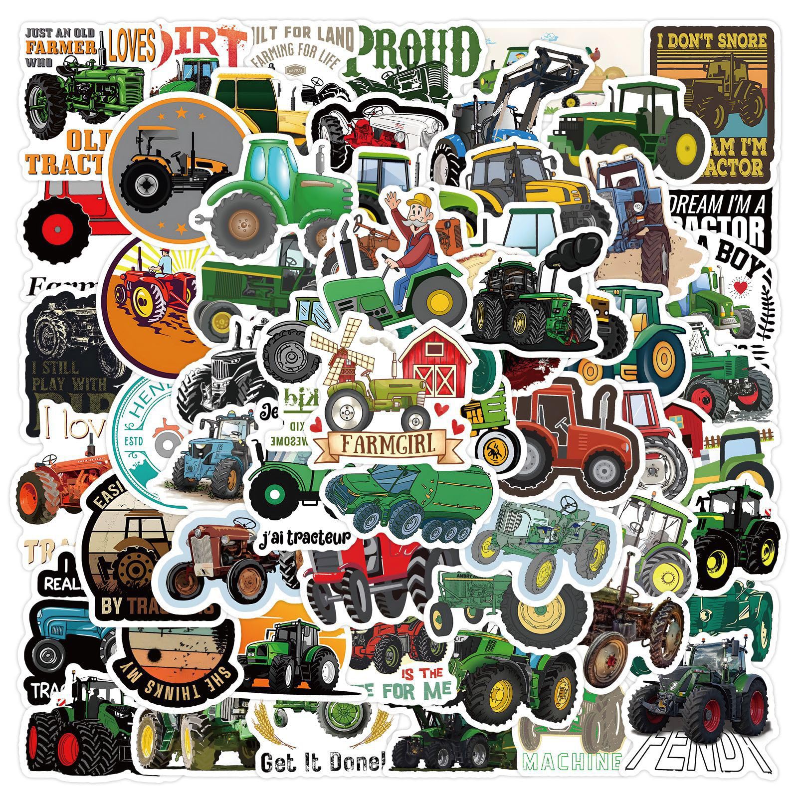 Tractors Stickers, 60PCs, Aesthetic Tractors Sticker Decals, Stickers for Hydro Flask, Laptop, Water Bottle, Stickers for Kids, Toddlers, Teens, Girls, Stickers (Tractors)