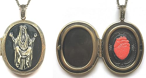 Miniatura 3 de El Santo Corazón de Santa Muerte Camafeo Charm - Creyentes de los Bienaventurados!, Bronce, No es una piedra preciosa