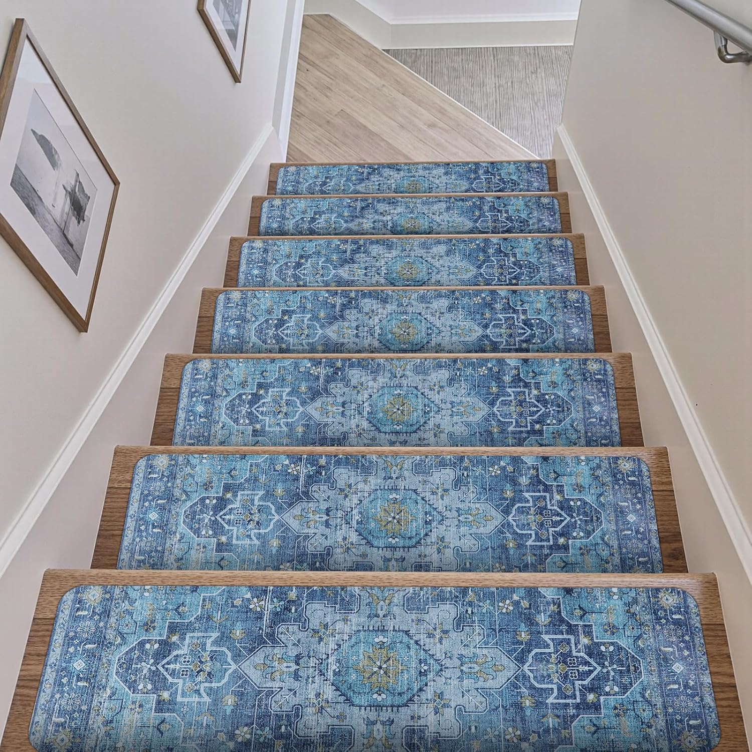 OJIA Stair Treads Non-Slip 15PCS, 8"x30" Stair Runner for Wooden Steps Indoor, Rubber Backing Carpet Stair Treads for Wood Stairs Mats Staircase Step Treads Covers for Kids, Elders, Pets