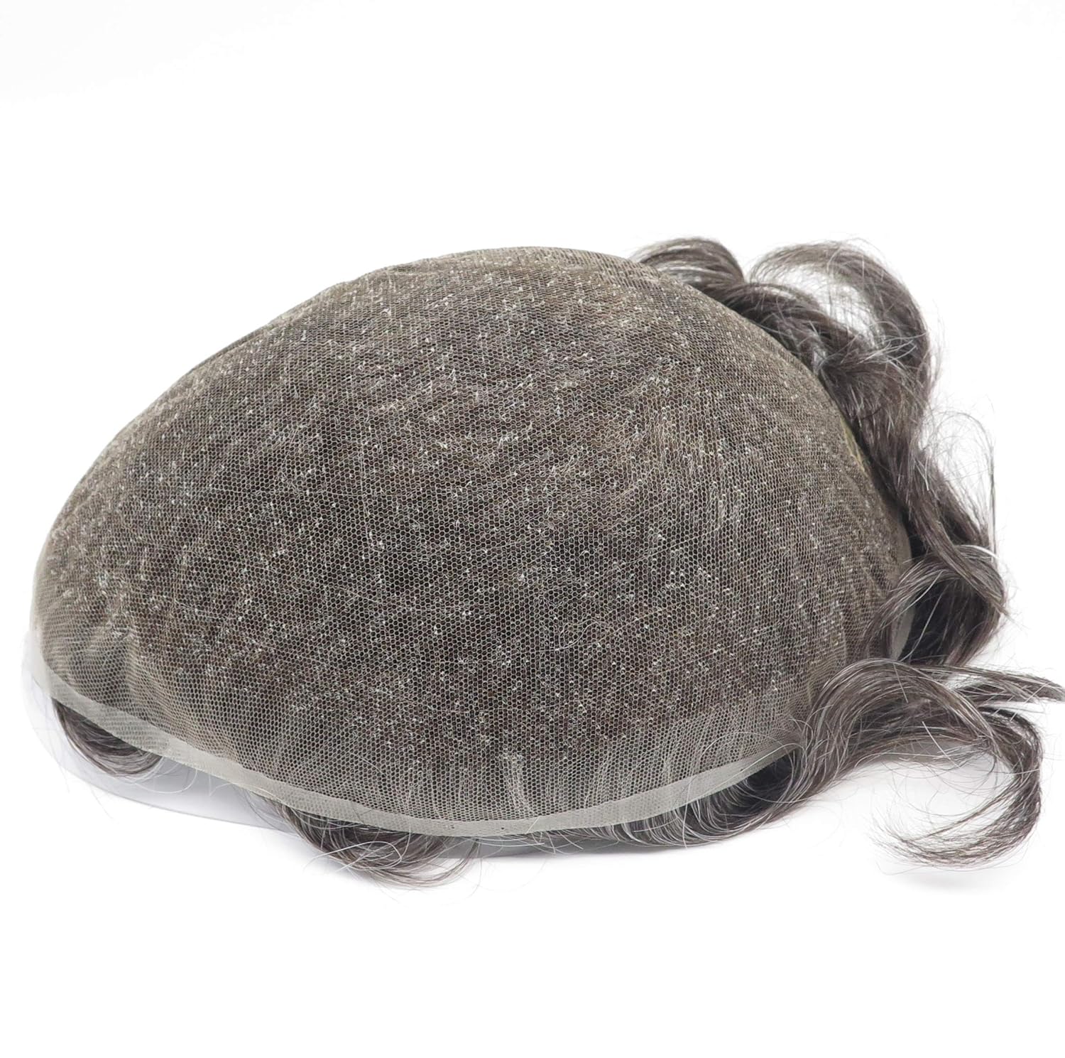 Mens Toupee Human Hair Replacement System Mens Wigs Full Swiss Lace Hairpieces for Men Bleached Knots Natural Hairline #1B30