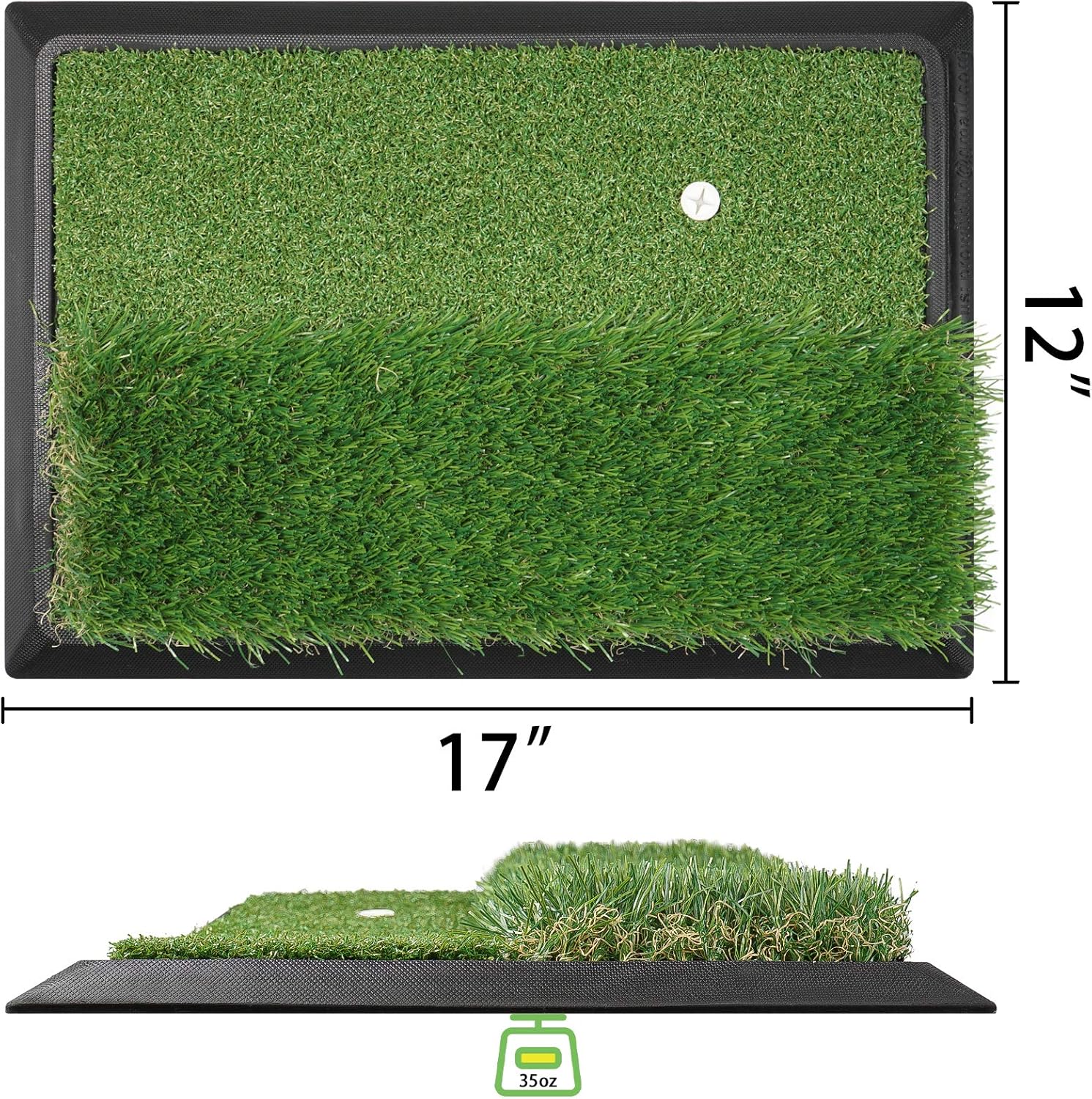 Golf Mat, Indoor Golf Hitting Mat - Heavy Duty Rubber Base Golf Putting Green, Mini Golf Practice Training Aid with 9 Golf Tees, Dual Premium Turfs, Golf Accessories Golf Gift for Men : Sports & Outdoors
