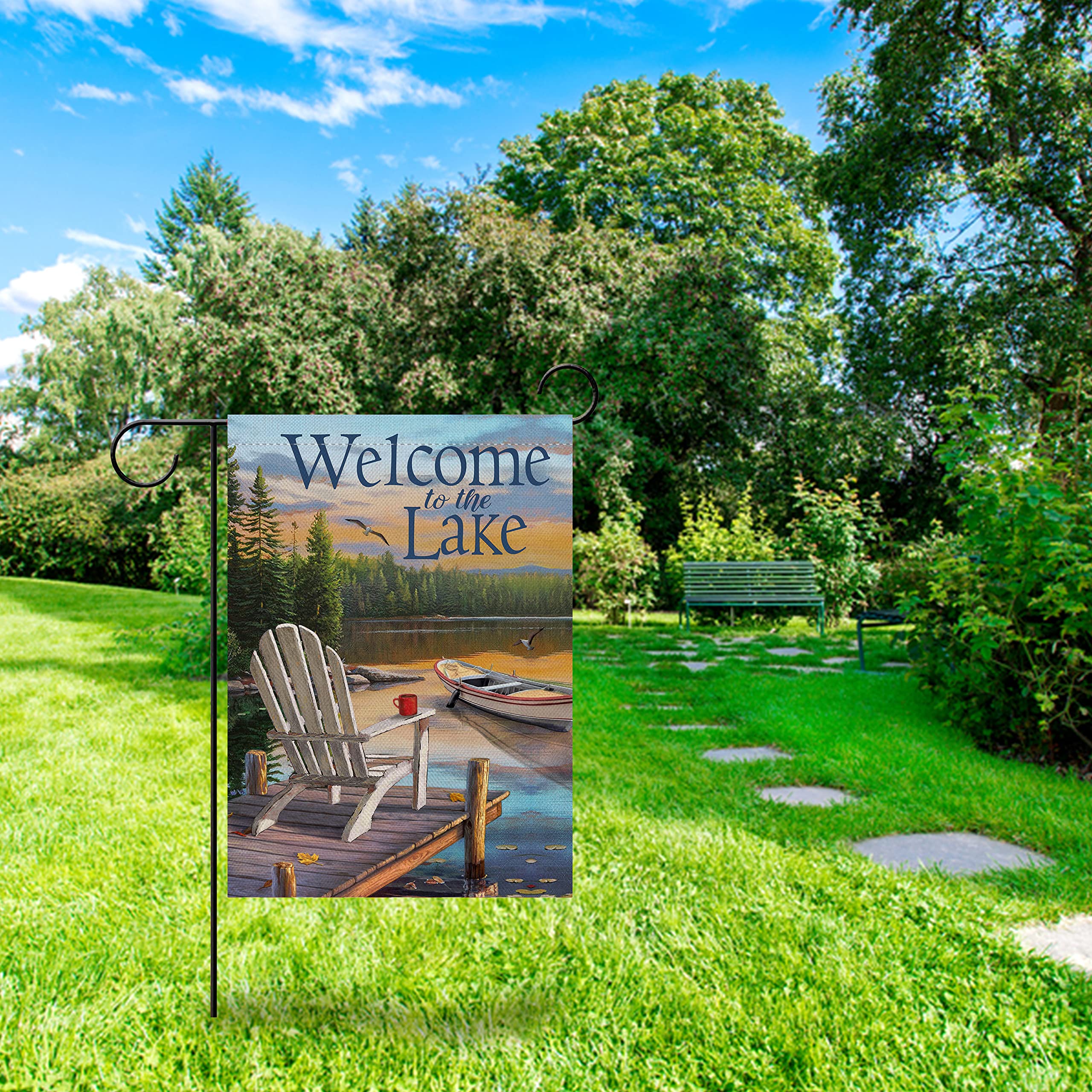 Covido Gartenflagge 'Welcome To The Lake' – Doppelseitig, 30,5 X 45,7 Cm, Wetterfest – Dekoration Für Garten, Terrasse & Zaun