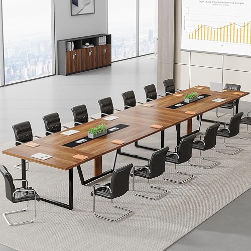 Miniatura 16 de Tribesigns Mesa de Conferencias de 8 Pies, 94.49 L x 47.24 A x 29.53 Al Pulgadas Mesa Grande de Reuniones y Podcast para 10 Personas, Mesa de Arce
