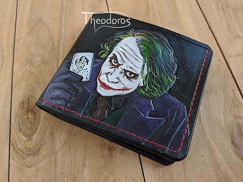 Miniatura 4 de Men's 3D Genuine Leather Wallet, Hand-Carved, Hand-Painted, Leather Carving, Custom wallet, Personalized wallet, Joker, Heath Ledger, Why so Serious