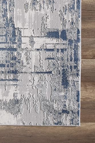 Miniatura 3 de Abani Rugs - Alfombra decorativa de 6 x 9 pies, diseño abstracto azul y gris, estilo rústico y contemporáneo, estilo moderno, colección Vista