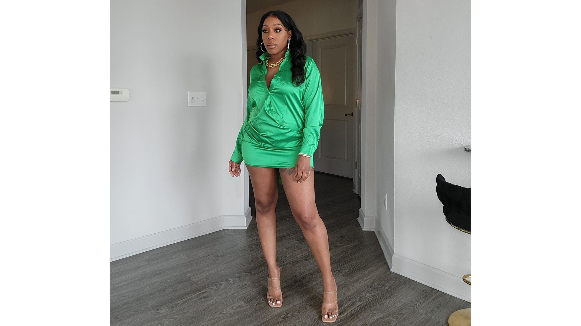 green ruched button down dress Watch Sexy Shirt Dress for Women Deep V Neck Ruched Button Down on Amazon  Live
